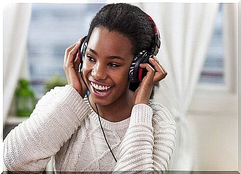 Woman listening to music