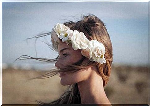 Woman with flowers in her hair