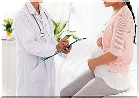 A pregnant woman who is at the doctor's